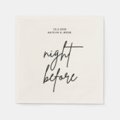 リハーサル前のミニマルなブラックスクリプトナイト スタンダードカクテルナプキン (正面)