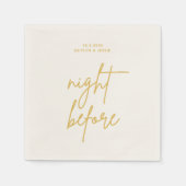 リハーサル前のミニマル金ゴールドスクリプト夜 スタンダードカクテルナプキン (正面)