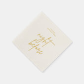 リハーサル前のミニマル金ゴールドスクリプト夜 スタンダードカクテルナプキン (角)