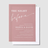 リハーサル前の夜のほこりっぽいピンク ベラム紙招待状 (オフセット)