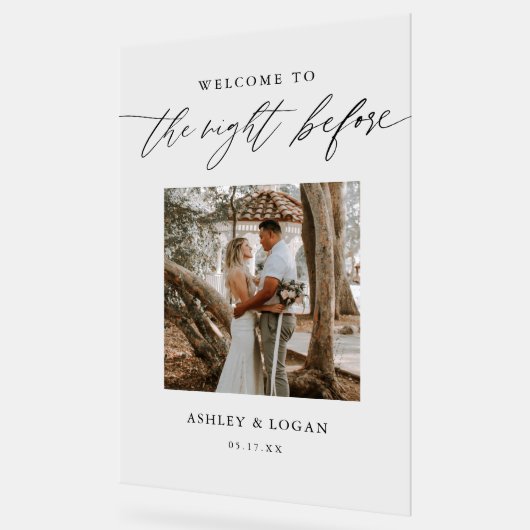 リハーサル前の夜のウェルカムフォト アクリルサイン (傾斜)