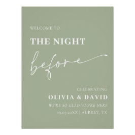 リハーサル前の夜のセージ緑のディナーサイン ポスター