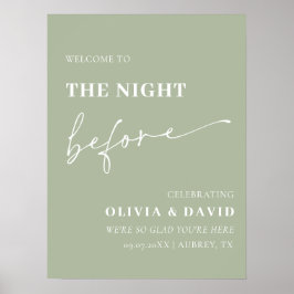 リハーサル前の夜のセージ緑のディナーサイン ポスター