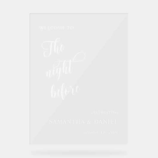 リハーサル前の夜のディナーウェルカムサイン アクリルサイン (正面)