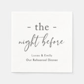 リハーサル前の夜のディナーカスタム スタンダードカクテルナプキン (正面)