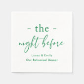 リハーサル前の夜のディナーカスタム スタンダードカクテルナプキン (正面)