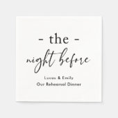 リハーサル前の夜のディナーカスタム スタンダードカクテルナプキン (正面)