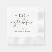 リハーサル前の夜のディナーカスタム 縁ありカクテルナプキン (正面)