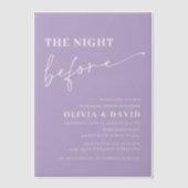 リハーサル前の夜のライトパープル ベラム紙招待状 (正面)