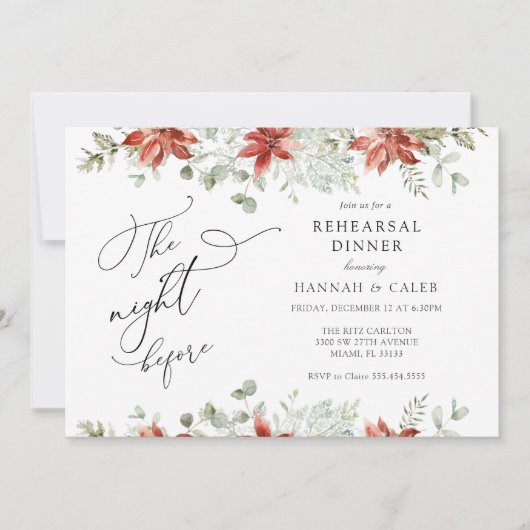 リハーサル前の夜の冬の緑 招待状 (正面)