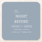 リハーサル前の夜の埃っぽい青パーティー スクエアペーパーコースター (正面)