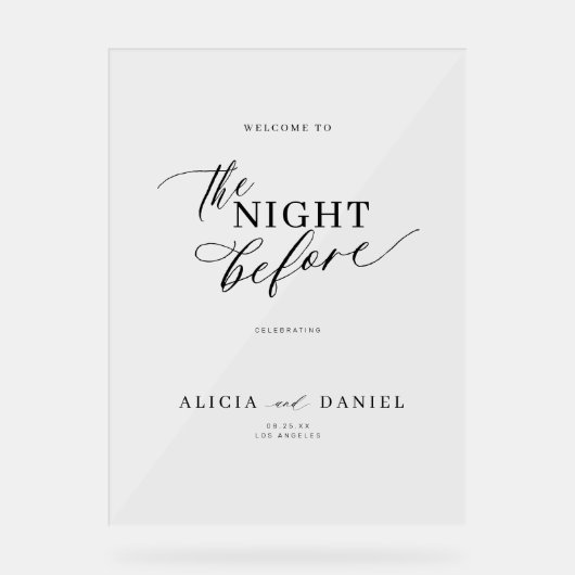 リハーサル前の夜の夕食の歓迎サイン アクリルサイン