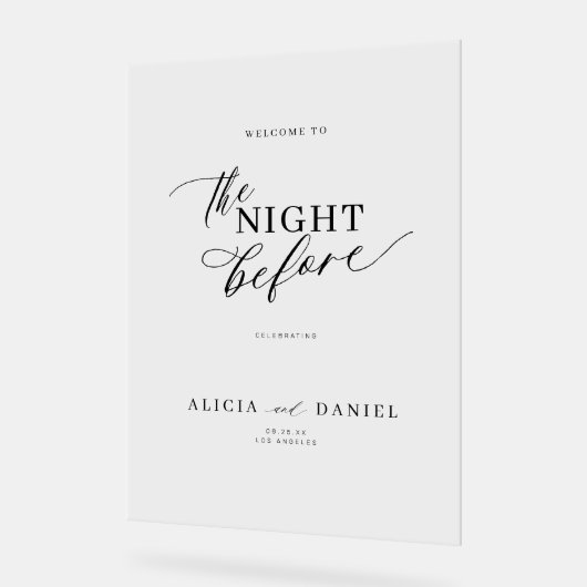 リハーサル前の夜の夕食の歓迎サイン アクリルサイン (傾斜)