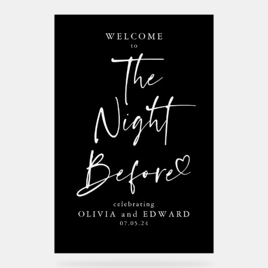 リハーサル前の夜の夕食ブラックウェルカム アクリルサイン (正面)