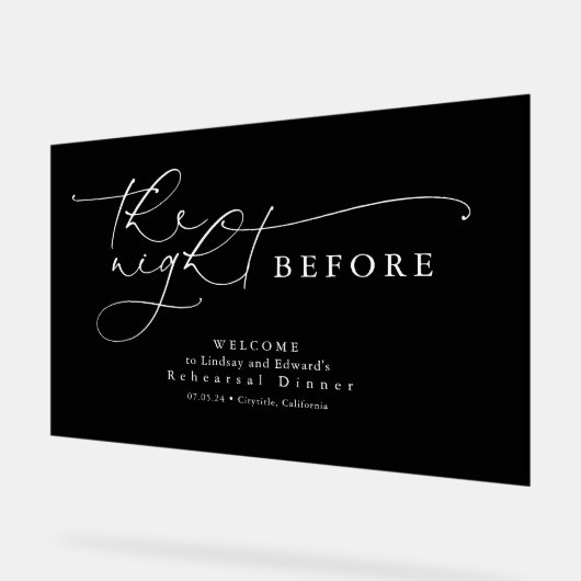 リハーサル前の夜の夕食ブラックウェルカム アクリルサイン (傾斜)