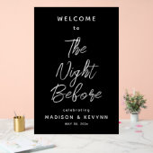 リハーサル前の夜の夕食ブラックウェルカム アクリルサイン (ウェディング)