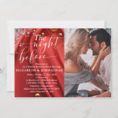 リハーサル前の夜の赤いシルクの写真 招待状 (正面)