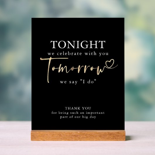 リハーサル前の夜の黒モダン アクリルサイン (ニュートラル)