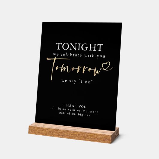 リハーサル前の夜の黒モダン アクリルサイン (傾斜)