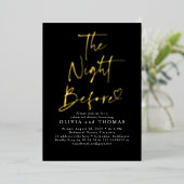 リハーサル前の夜の黒モダン 箔招待状 (立ち正面)