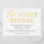 リハーサル前の夜ディナーミニマル金ゴールド 箔招待状 (正面)