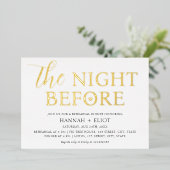 リハーサル前の夜ディナーミニマル金ゴールド 箔招待状 (立ち正面)