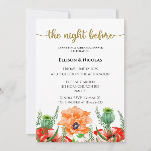 リハーサル前の夜 招待状 (正面)