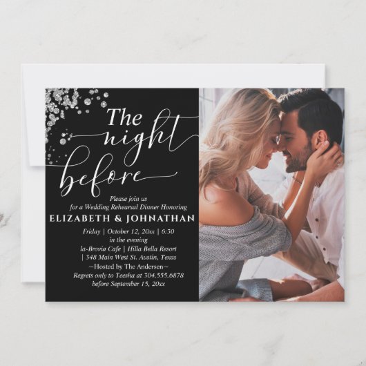 リハーサル前の美しい夜の夕食写真 招待状 (正面)
