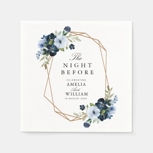リハーサル前の青結婚いフローラの夜 スタンダードカクテルナプキン (正面)