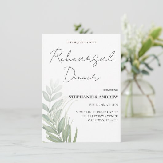 リハーサル夕食緑結婚の葉 招待状 (スタンド正面)