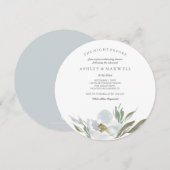 リハーサル招待状 水彩グリーンとホワイト 招待状 (正面/裏面)