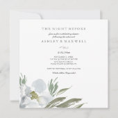 リハーサル招待状 水彩グリーンとホワイト 招待状 (正面)
