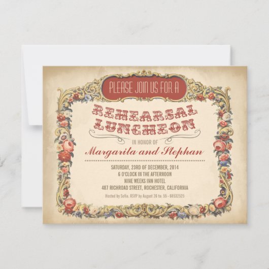 リハーサル昼食ビクトリアンとヴィンテージ 招待状 (正面)