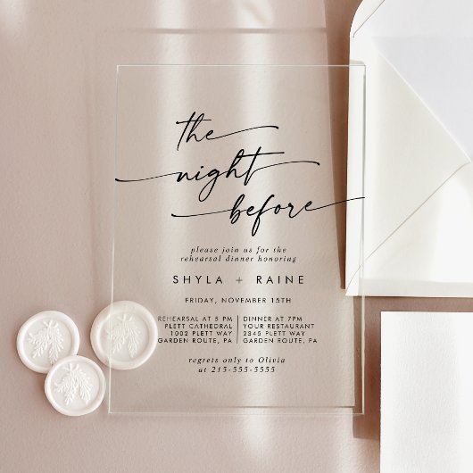 リハーサル澄んディナー前のボホアクリルナイト アクリル招待状