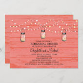 リハーサル素朴ディナーウッドメイソンの瓶とライト 招待状 (正面/裏面)