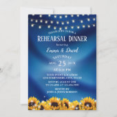リハーサル素朴ディナーサンフラワーネイビーブルー 招待状 (正面)