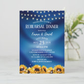 リハーサル素朴ディナーサンフラワーネイビーブルー 招待状 (スタンド正面)