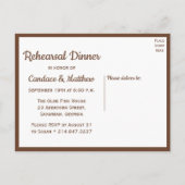 リハーサル素朴ディナーサンフラワーブラウンフローラ インビテーションポストカード (裏面)