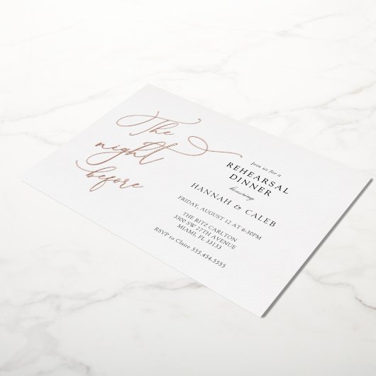 リハーサル結婚の前の夜実在 箔招待状 (回転した状態)