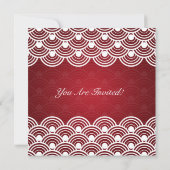 リハーサル結婚ディナーのホタテ模様赤 招待状 (裏面)