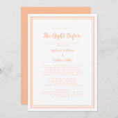 リハーサル結婚ディナーの夜の桃の白 招待状 (正面/裏面)