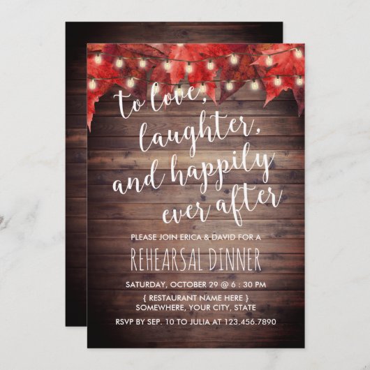 リハーサル結婚ディナーの後、秋は幸せに 招待状 (正面/裏面)
