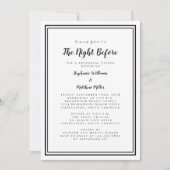 リハーサル結婚ディナーの白黒前の夜 招待状 (正面)