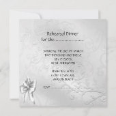 リハーサル結婚ディナーズシルバーホワイトスワンズハート 招待状 (裏面)