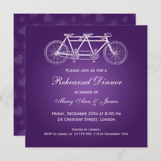 リハーサル結婚ディナータンデムバイクパープル 招待状 (正面/裏面)