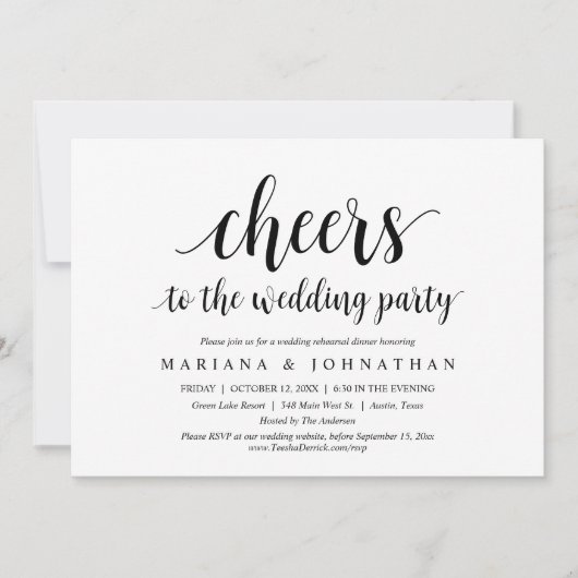 リハーサル結婚ディナーパーティーへの応援 招待状 (正面)