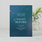 リハーサル結婚ディナー前のブルースター夜 箔招待状 (立ち正面)