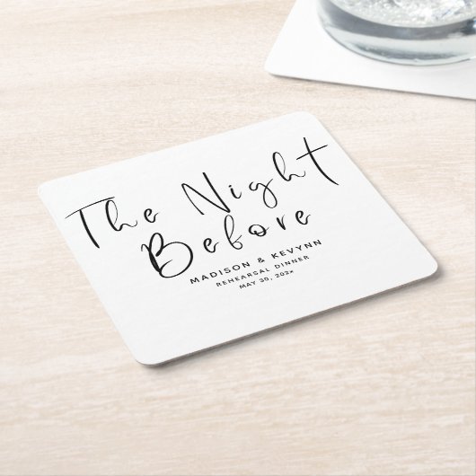 リハーサル結婚ディナー前の夜 スクエアペーパーコースター (アングル)