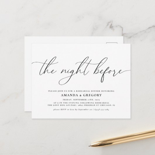 リハーサル結婚ディナー前の夜 ポストカード (正面/裏面インサイチュ)