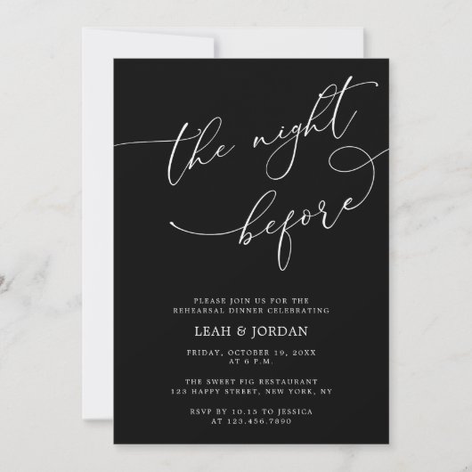 リハーサル結婚ディナー前の夜 招待状 (正面)